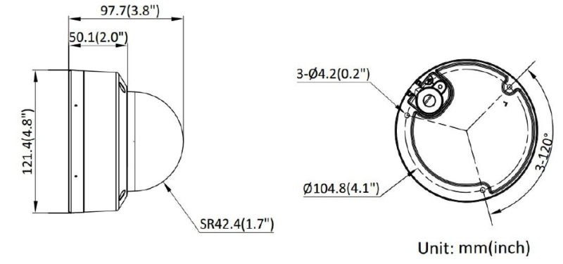 ابعاد دوربین مداربستهDS-2CD1143G2-LIU